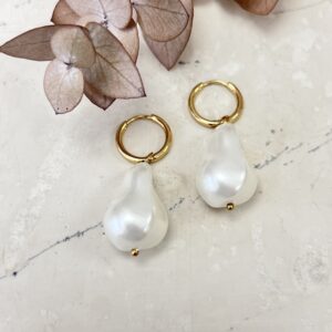 Gold Baroque Pearl Earrings
