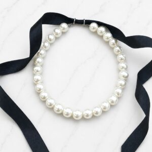 Pearl Anklet with Black Ribbon